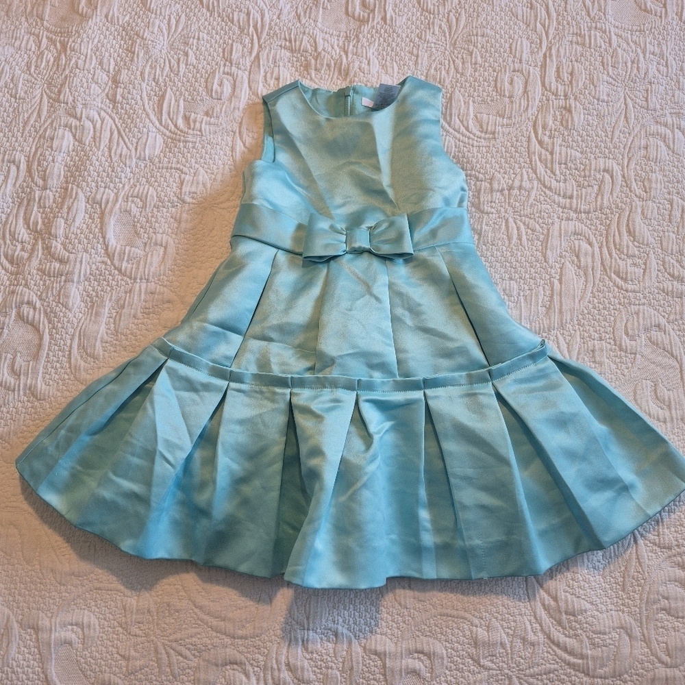 Janie and Jack girls size 2T sleeveless pleated Aqua party dress EUC